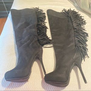 Black fringed boots
